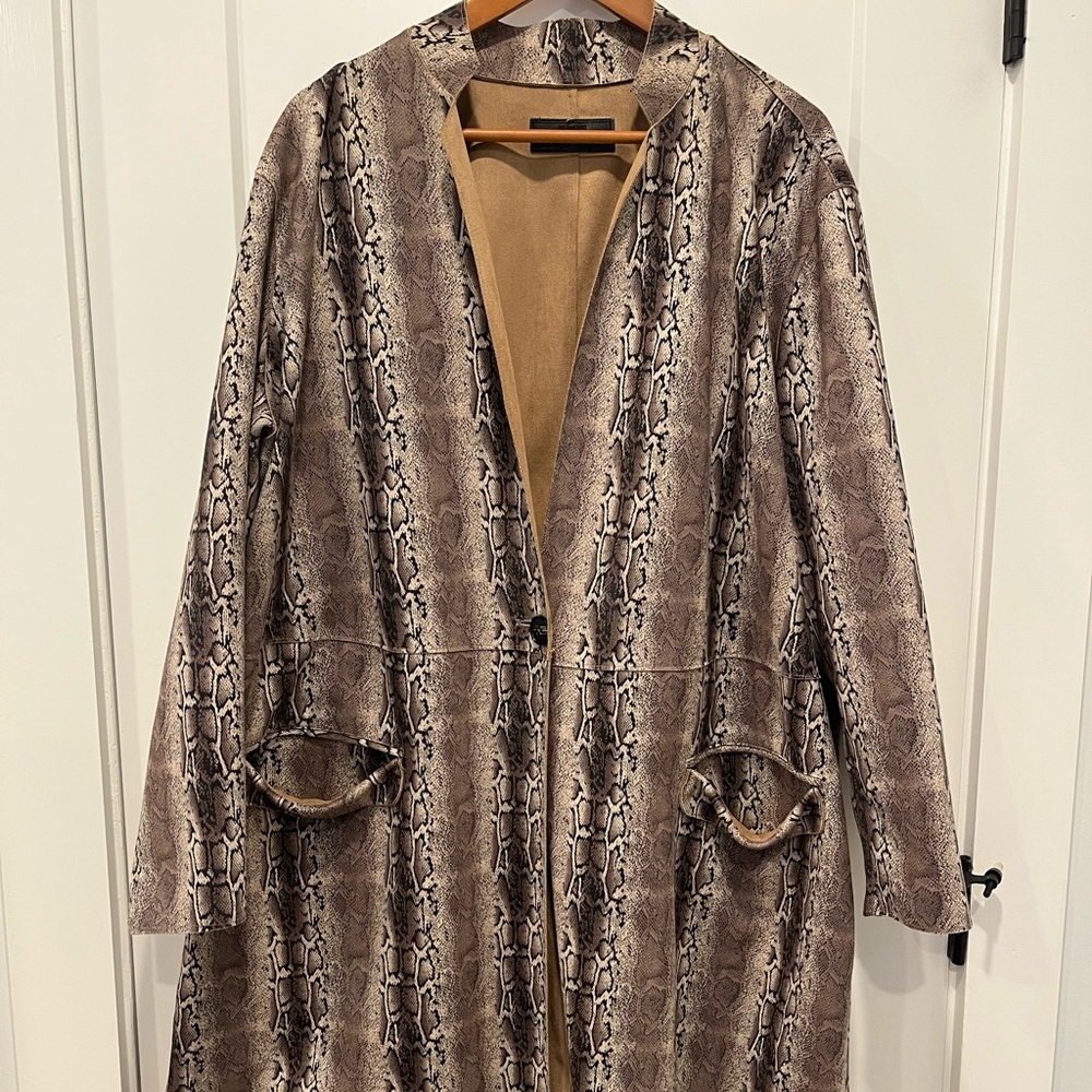 Anthropologie Snake Print Blazer Jacket in Brown and Tan